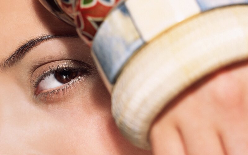 close-up of eye with cup