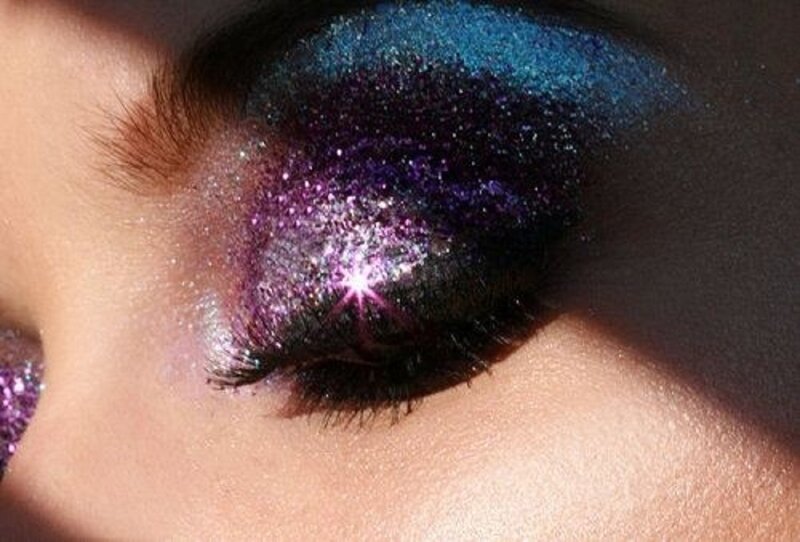 Close-up of Eye with Glitter — Purple