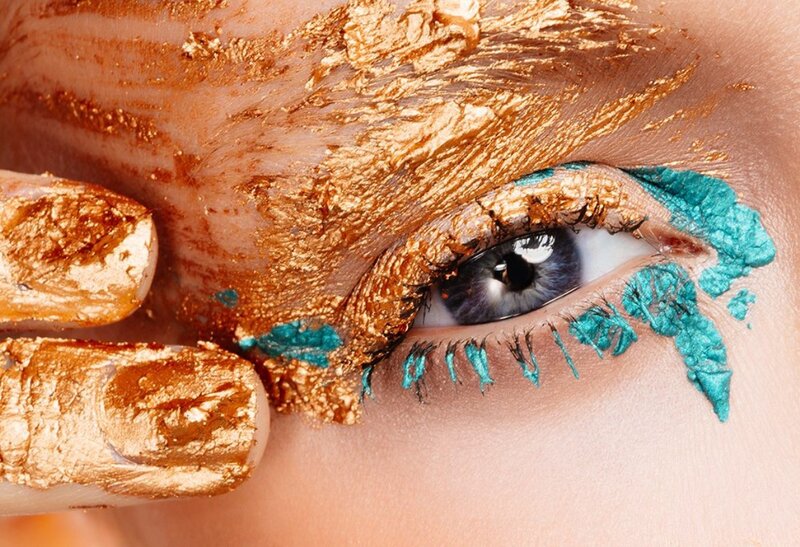 Close-up of Eye with Makeup — Gold