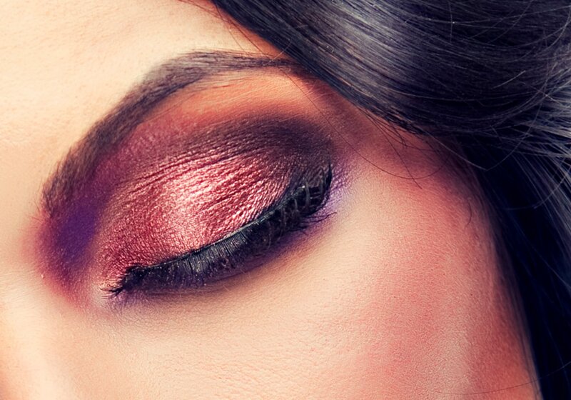 Close-up of Eye with Makeup — Purple, Dramatic, Photograph, Eyelash