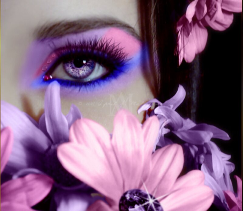 Close-up of Eye with Makeup — Purple, Dramatic