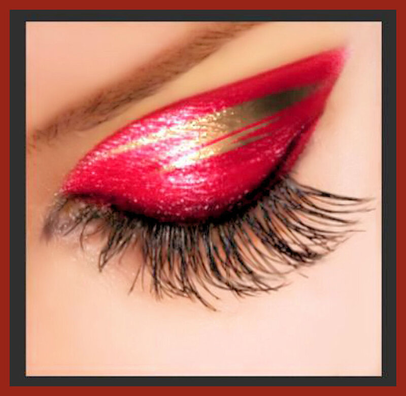 Close-up of Eye with Makeup — Red