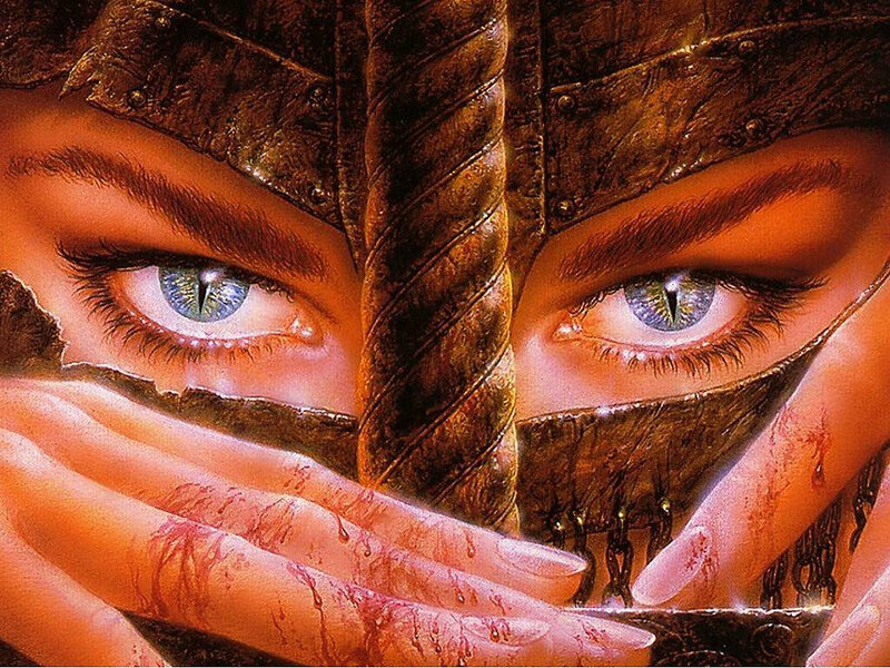 Close-up of Eyes and Hands — Brown