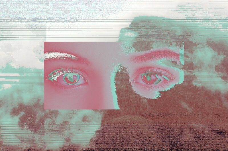 Close-up of Eyes — Red, Distorted