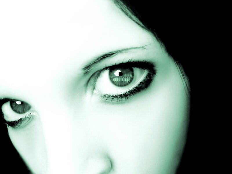 Close-up of eyes with digital overlay