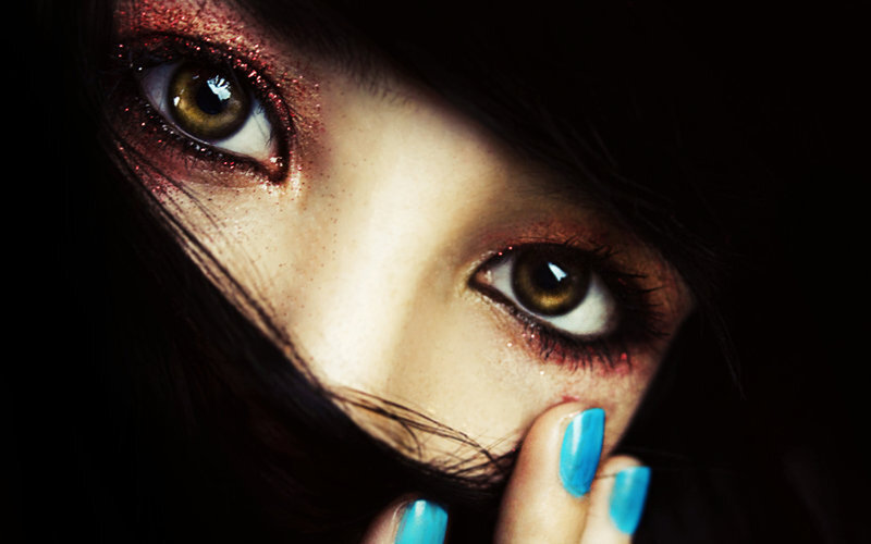 close-up of eyes with glitter