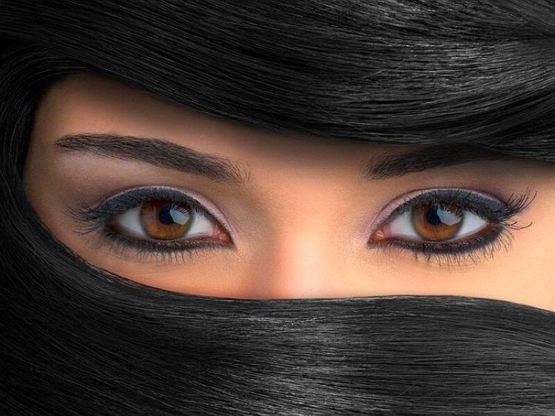 close-up of eyes with niqab
