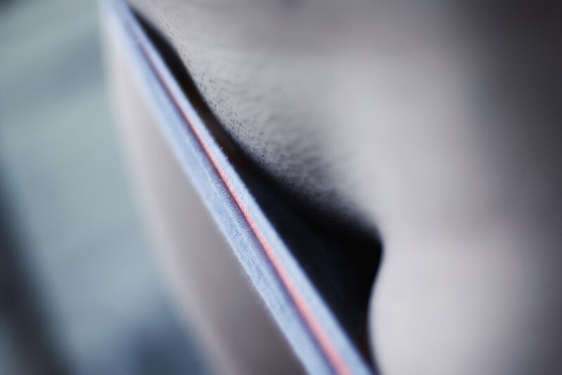 close-up of fabric edge