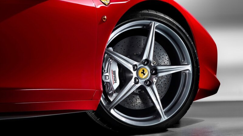 Close-up of Ferrari wheel