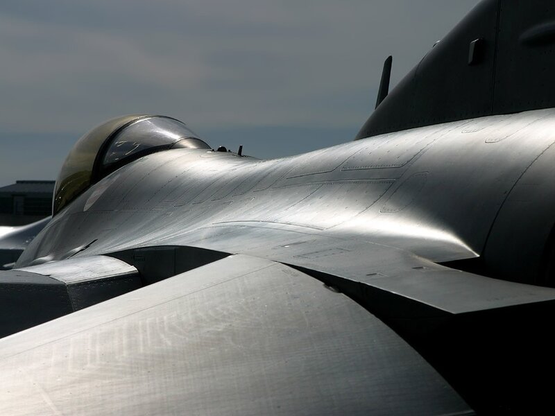 close-up of fighter jet