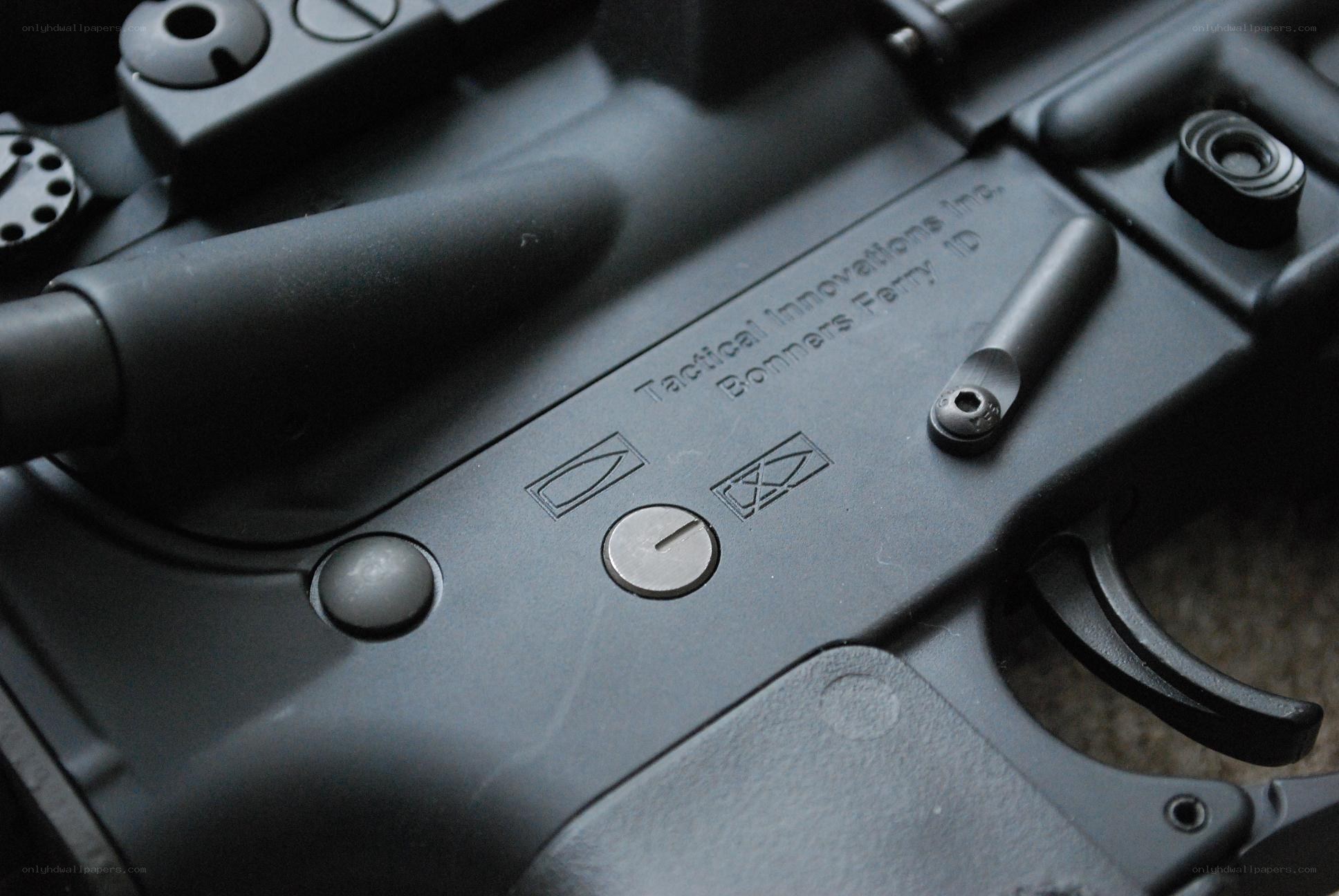 close-up of firearm components