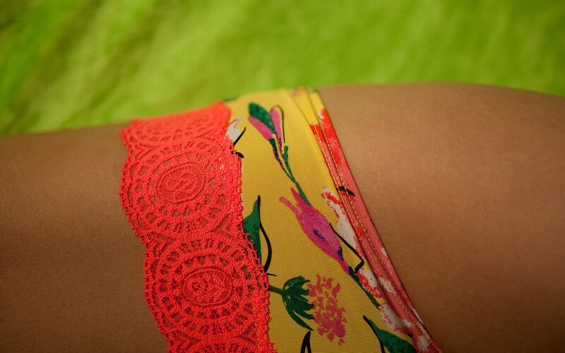 close-up of floral underwear