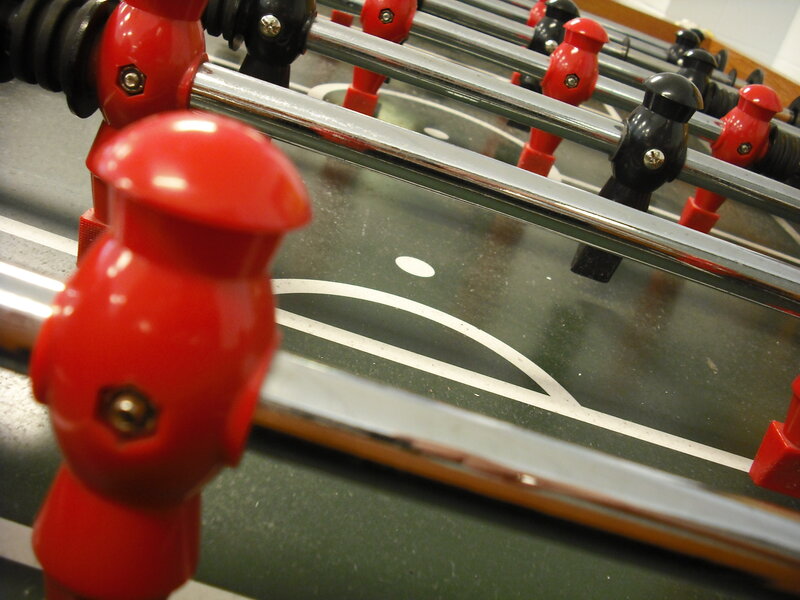 Close-up of foosball table