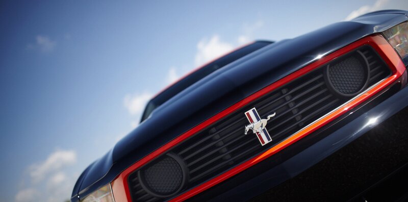 Close-up of Ford Mustang grille