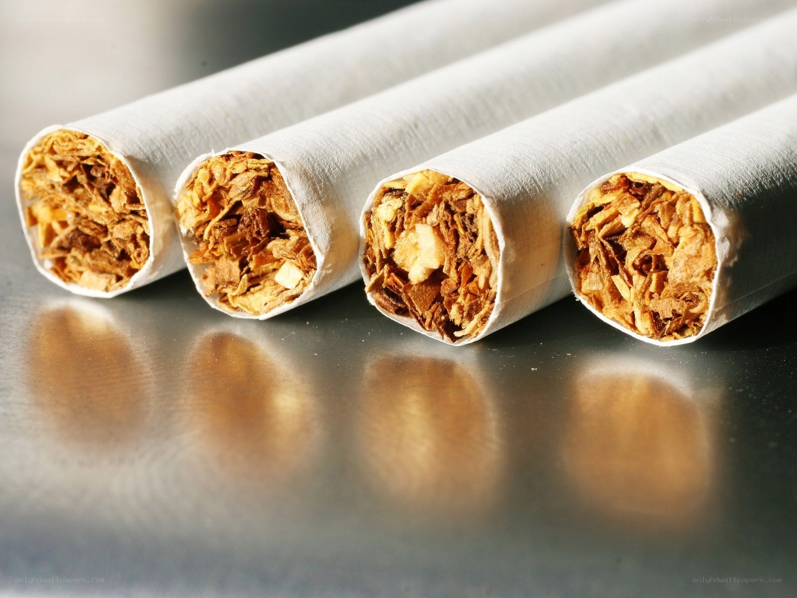 Close-up of four cigarettes