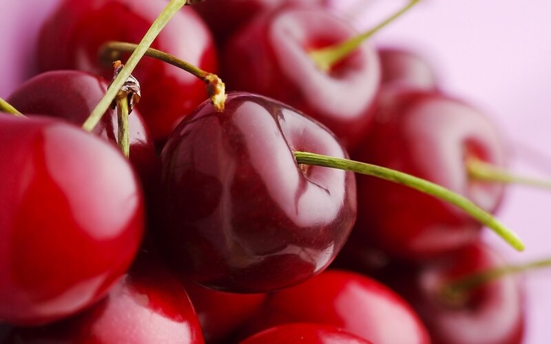 close-up of fresh cherries