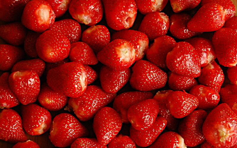 close-up of fresh strawberries
