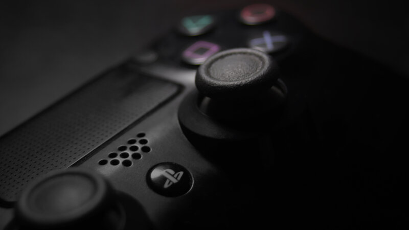 Close-up of Game Controller — Black, Dark