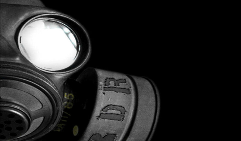 close-up of gas mask