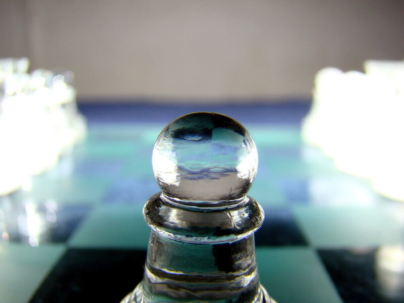 Close-up of glass chess piece