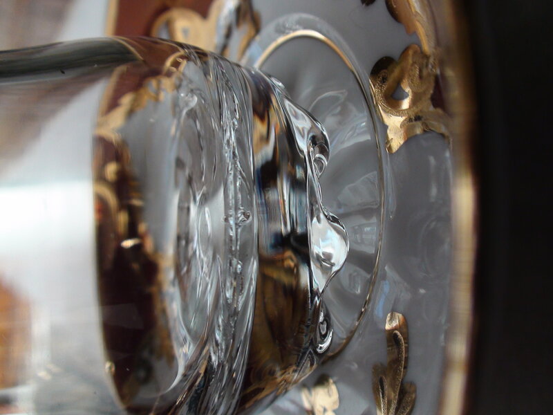 close-up of glass object