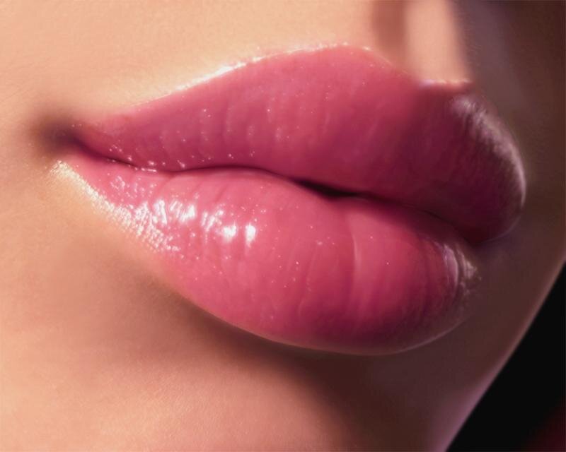 close-up of glossy lips