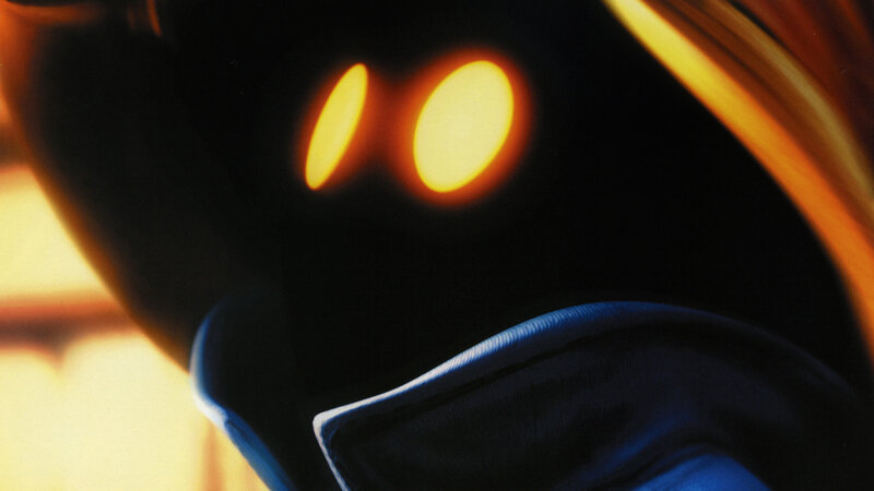 close-up of glowing eyes