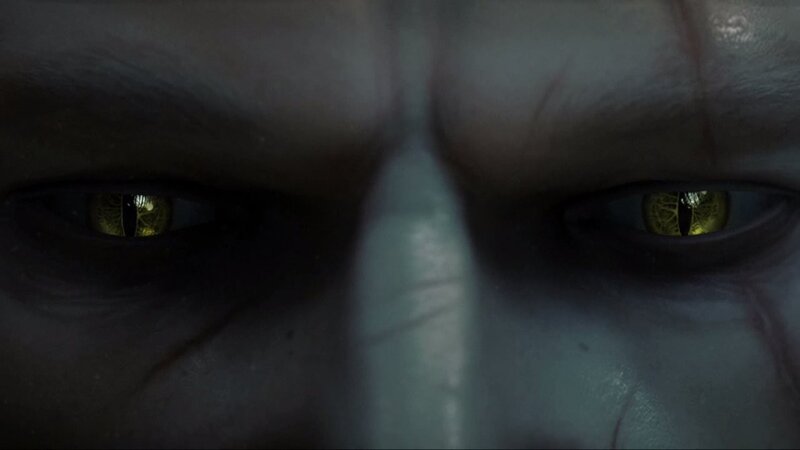 close-up of glowing eyes