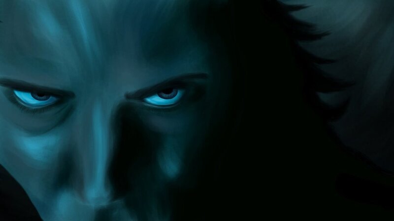 close-up of glowing eyes
