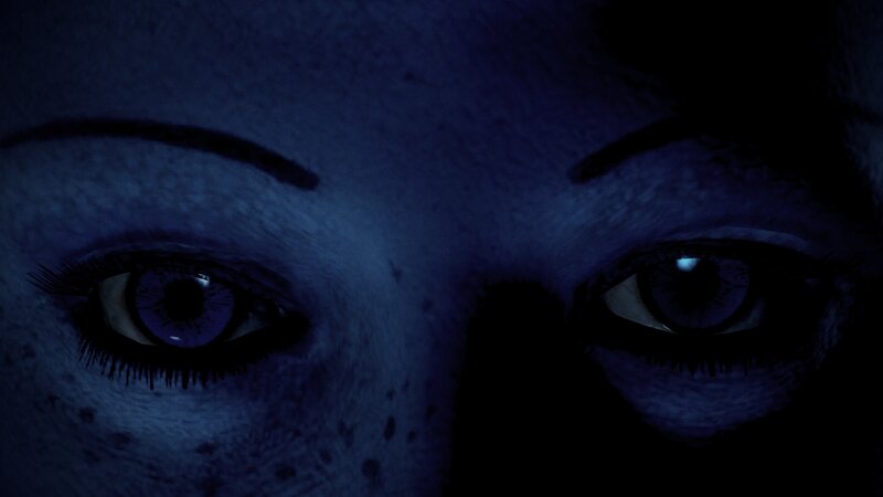 close-up of glowing eyes