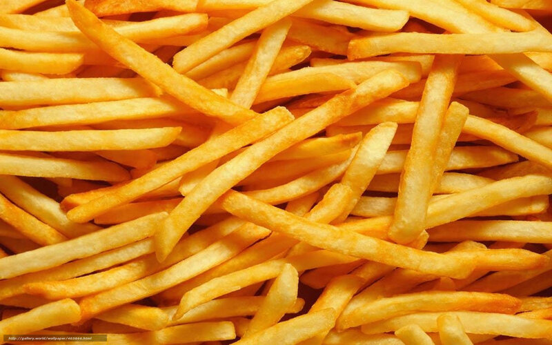 close-up of golden french fries