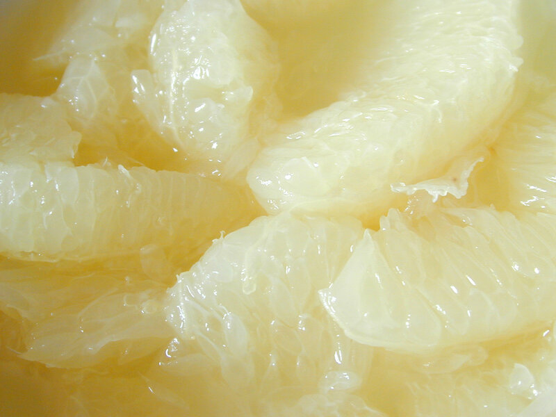 close-up of grapefruit segments
