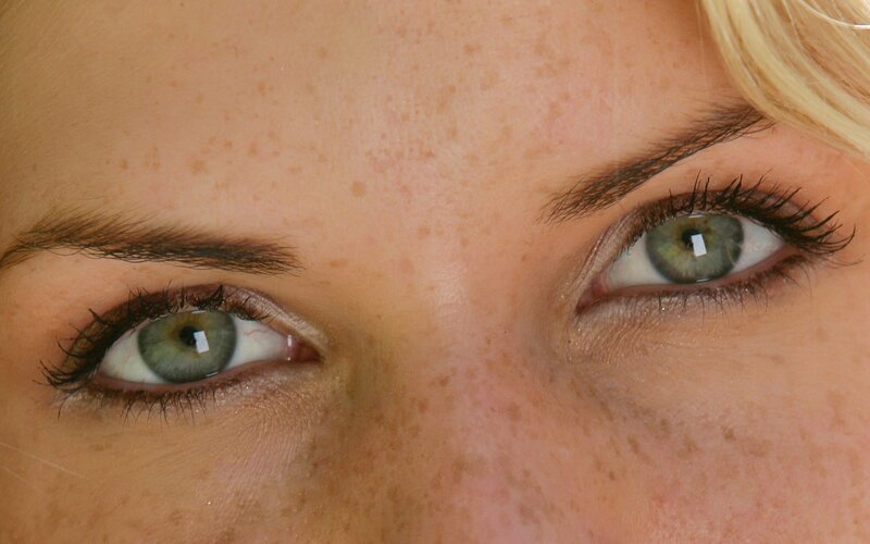 close-up of green eyes