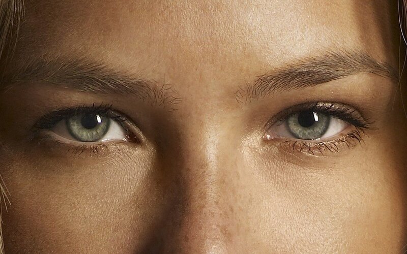 close-up of green eyes