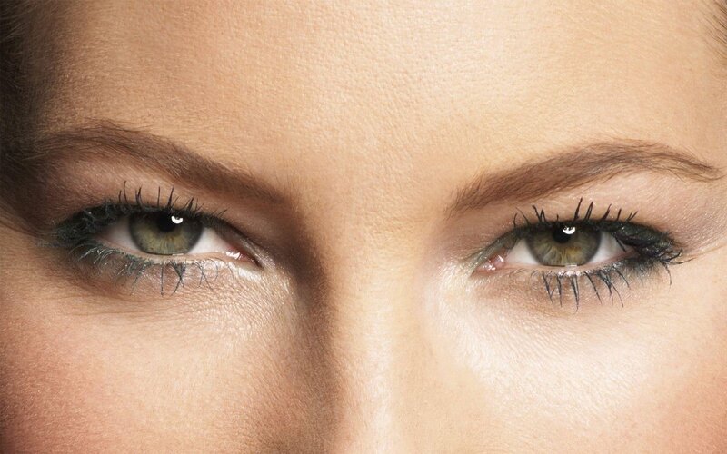 close-up of green eyes