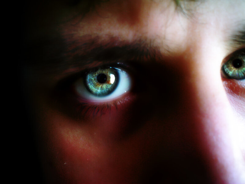 close-up of green eyes