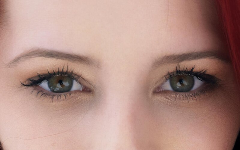 close-up of green eyes