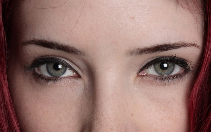 close-up of green eyes