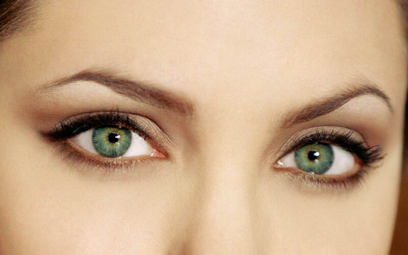close-up of green eyes
