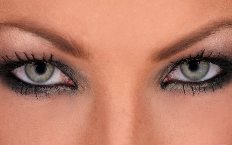 close-up of green eyes