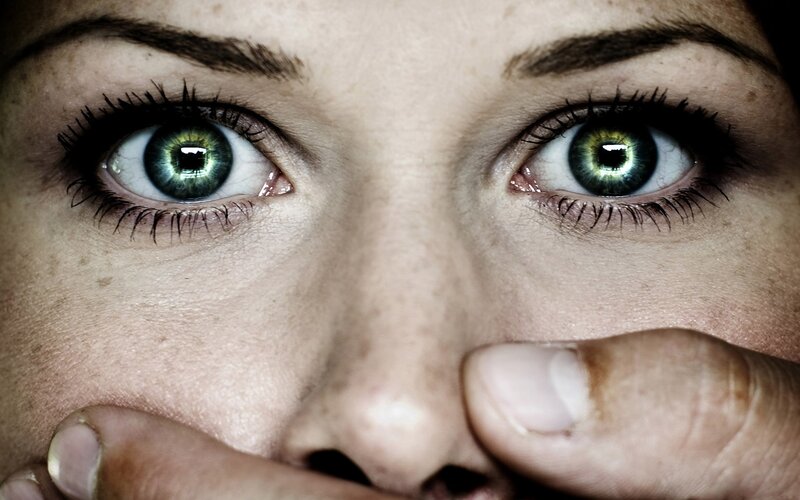 close-up of green eyes