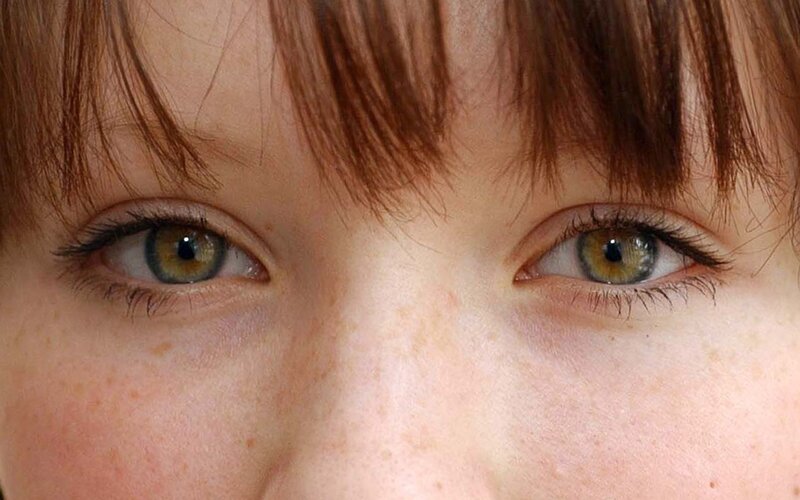 close-up of green eyes