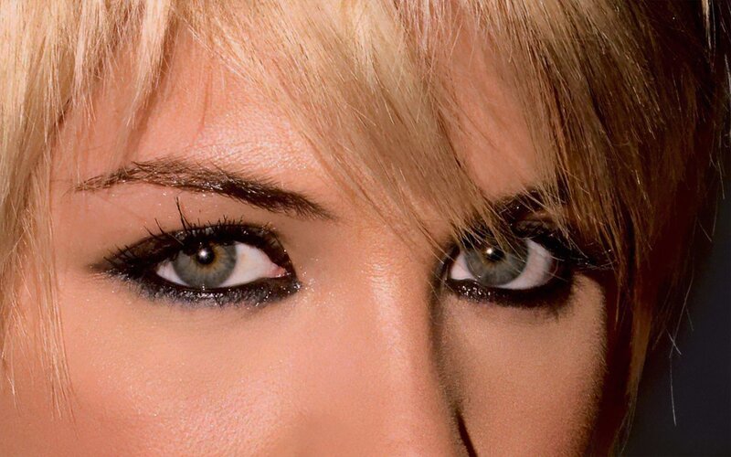 close-up of green eyes