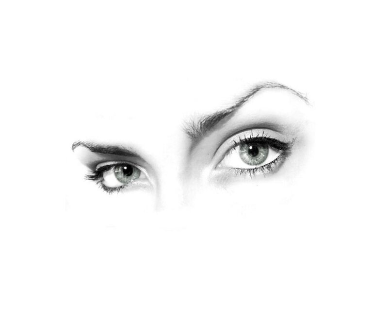 close-up of green eyes