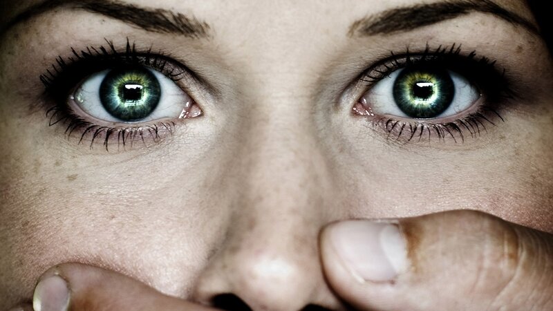 close-up of green eyes