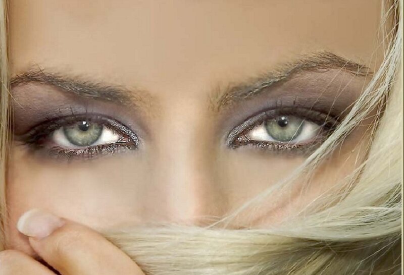 close-up of green eyes
