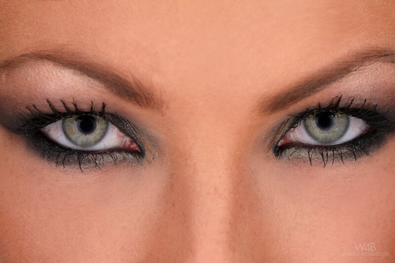 close-up of green eyes