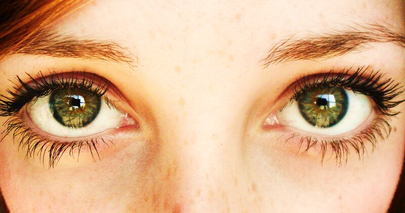 close-up of green eyes