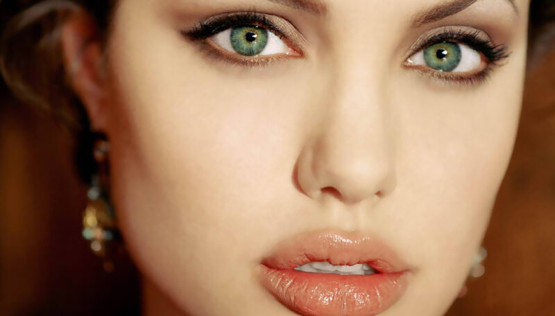close-up of green eyes