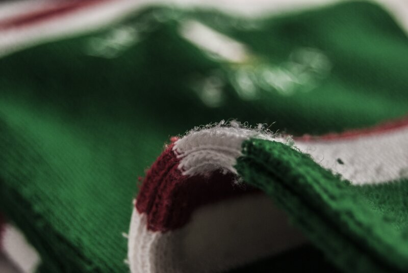 close-up of green fabric